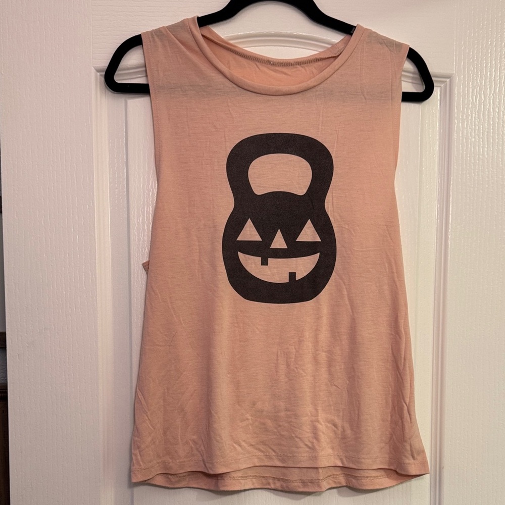 Pink Pumpkin Kettle Bell Muscle Tank